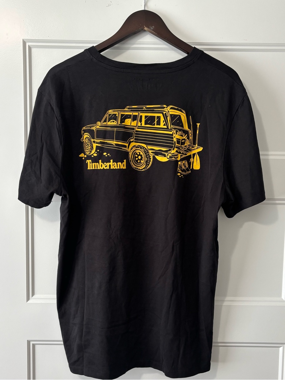 Timberland Black Short-Sleeve Tee with Yellow Vehicle Graphic